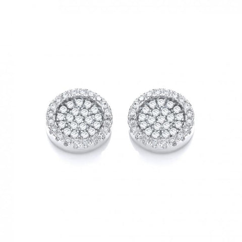 925 Sterling Silver Micro Pave' Round Cz Stud Earrings