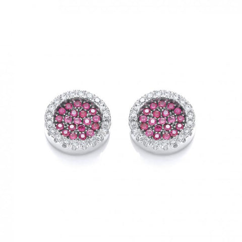 925 Sterling Silver Micro Pave' Round Pink Cz Stud Earrings