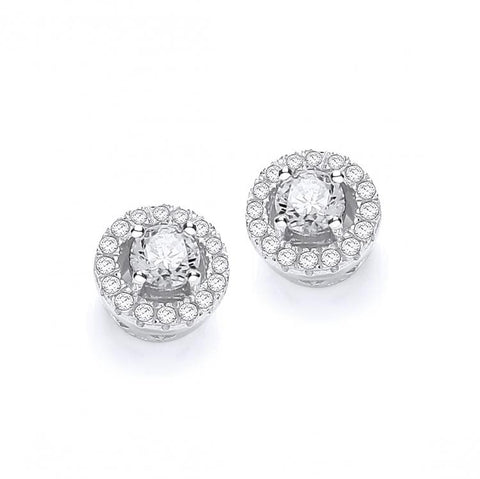 925 Sterling Silver Micro Pave' Halo Style Cz Earrings