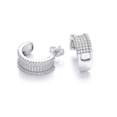 925 Sterling Silver Micro Pave' 5 Row Cz Earrings