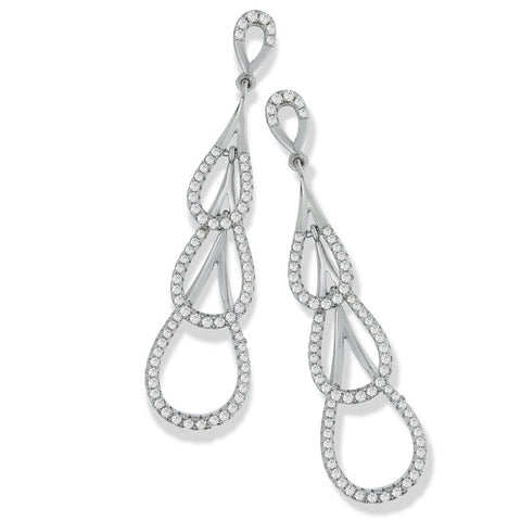925 Sterling Silver Micro Pave Step Down Drop Cz Earrings