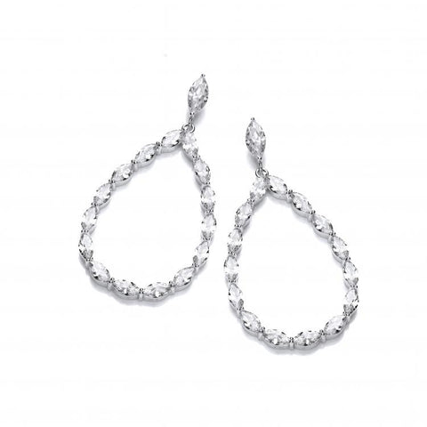 925 Sterling Silver Pear Shape Drop with Marquise Cz Silver Earrings