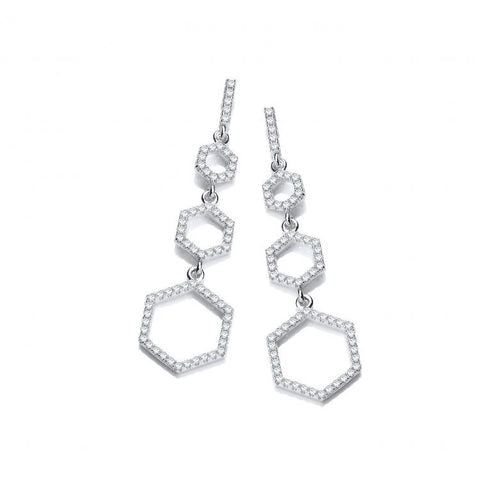 925 Sterling Silver Honeycomb Style Silver Cz Earrings