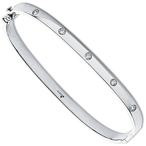 9ct White Gold 0.20ct 5 Stone GH/SI Diamond Bangle