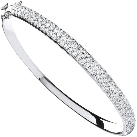 18ct White Gold 3.15ct Pave Set GH/SI Diamond Bangle