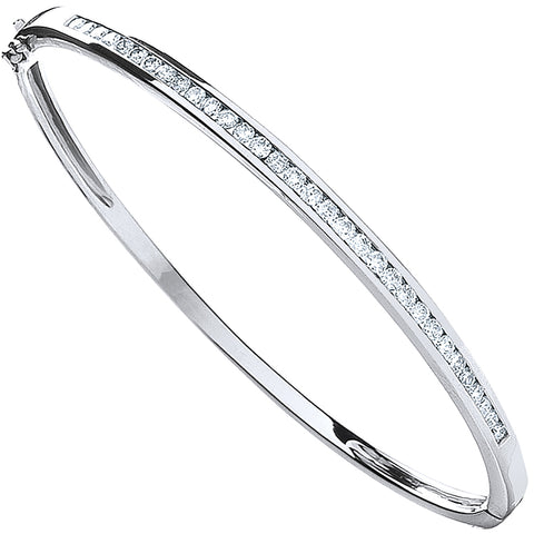9ct White Gold 1.00ct GH/SI Diamond Bangle