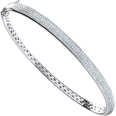 9ct White Gold 0.86ct Pave Set GH/SI Diamond Bangle