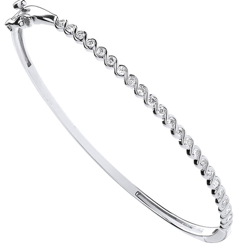 9ct White Gold 0.50ctw Ladies Bangle