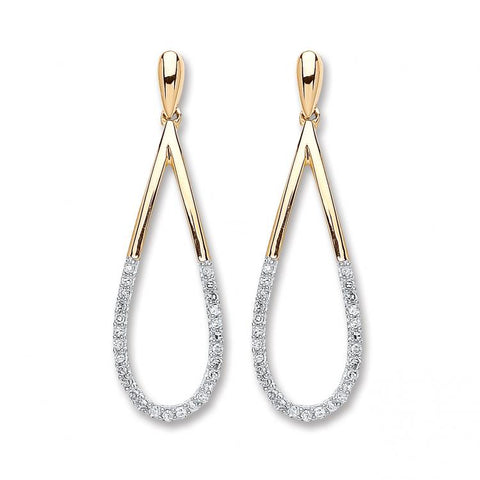 9ct Yellow Gold 0.15ct Diamond Drop Earrings