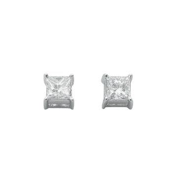 18ct White Gold 0.50ct Claw Set Princess Cut Diamond Stud Earrings