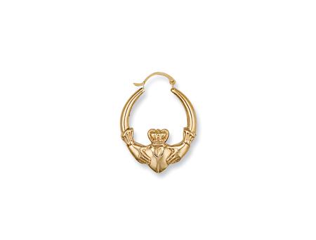 9ct Yellow Gold 33mm Claddagh Creoles