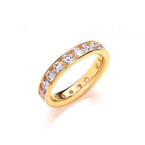 4mm Full ET Round Brilliant Cz Yellow Gold Plated 925 Sterling Silver Ring J-Jaz