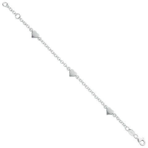 925 Sterling Silver Hearts Baby 6" Bracelet