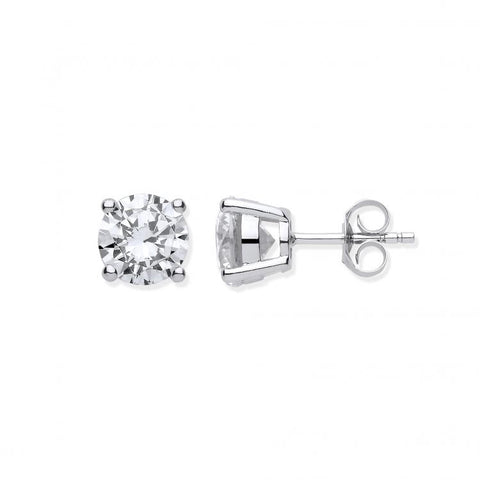 925 Sterling Silver Claw Set Cz 8mm Stud Earrings