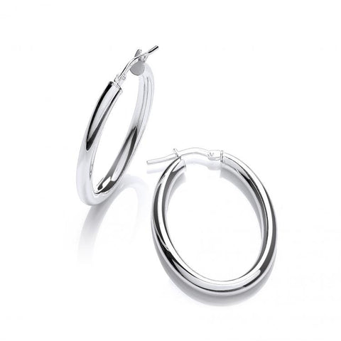 925 Sterling Silver Oval Tube Hoop Earrings