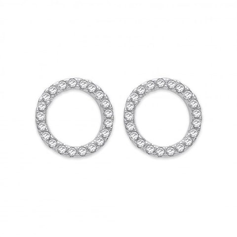 925 Sterling Silver Cz Circle of Life Stud Earrings