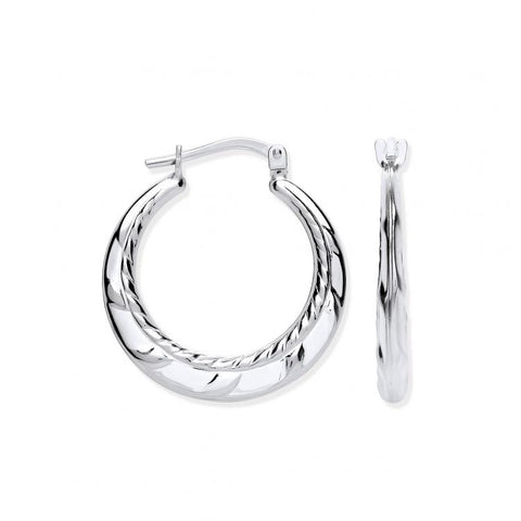 925 Sterling Silver Ribbed Edge Creoles