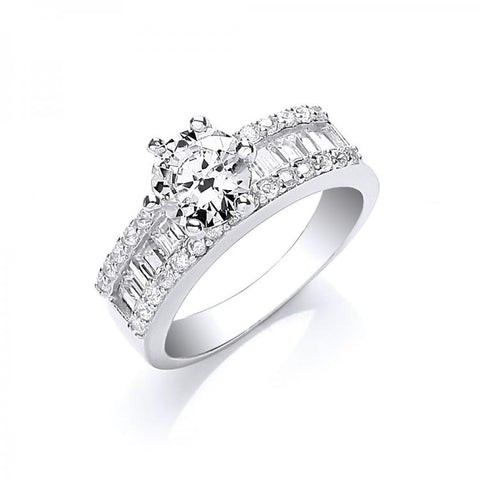 925 Sterling Silver Half Eternity with Cz in the Centre Ring