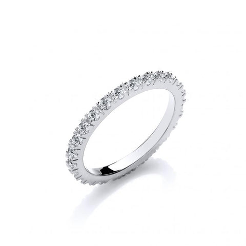 925 Sterling Silver Round Cz Full ET Single Row Ring