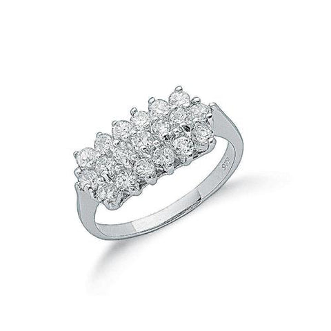 925 Sterling Silver Cz Cluster Boat Ring