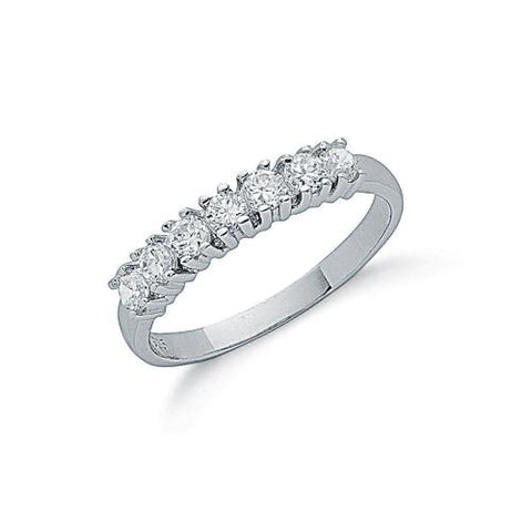925 Sterling Silver Claw Set Cz Half Eternity Ring