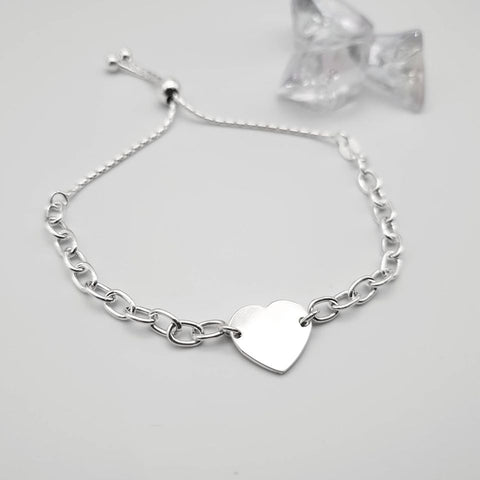 925 Sterling Silver Heart Friendship Bracelet