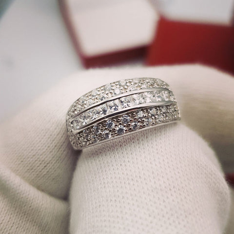 925 Sterling Silver Fancy Cz Bombay Ring