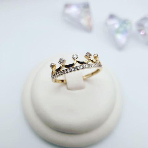 9ct Yellow Gold Crown Cz Ring
