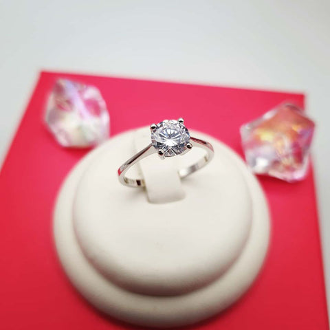 925 Sterling Silver Claw Set Cz Solitaire Ring