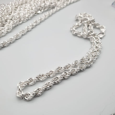 925 Sterling Silver 6.5mm Rope Chain / Bracelet