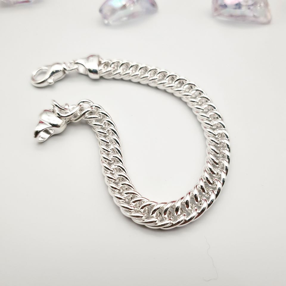 925 Sterling Silver 7" Double Tight Link Curb Bracelet