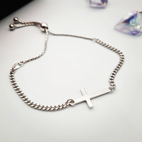 925 Sterling Silver Cross Friendship Ladies Bracelet