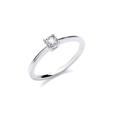9ct White Gold 0.10ct Diamond Solitaire Ring