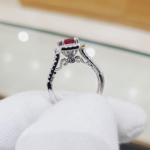 925 Sterling Silver Ruby Cz  Split Shank Solitaire Ring -  J Jaz