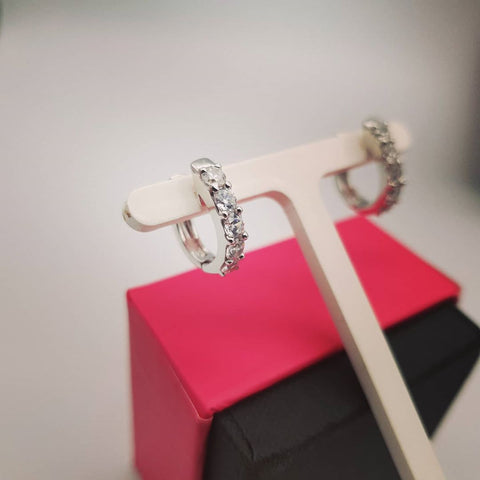 925 Sterling Silver Cz Huggies