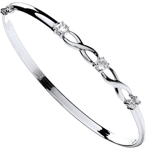 9ct White Gold Infinity Cubic Zirconia Bangle