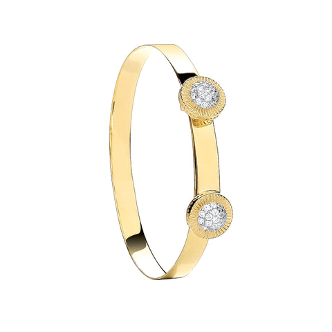 9ct Yellow Gold Round Cubic Zirconia Studs Expandable Childs Bangle