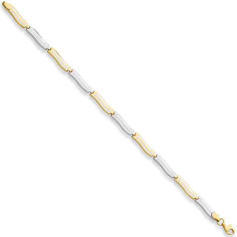 9ct White & Yellow Gold Greek Key 7" Bracelet