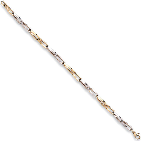 9ct White & Yellow Gold Link 7" Bracelet