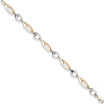 9ct White & Yellow Gold Fancy Link 7" Bracelet