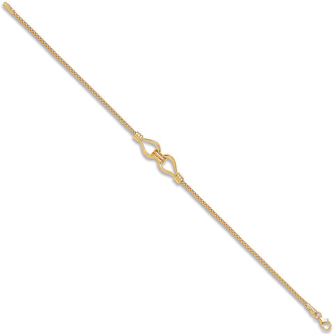 9ct Yellow Gold Two Stranded Heart Centre Ladies 7" Bracelet