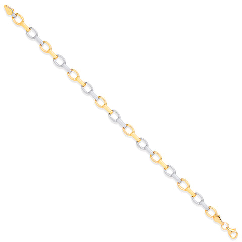 9ct White & Yellow Gold Fancy Ladies 7" Bracelet