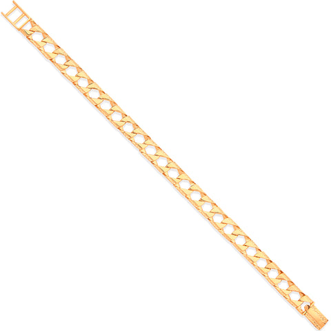 9ct Yellow Gold Casted Grain Edge Gents Bracelet 8"