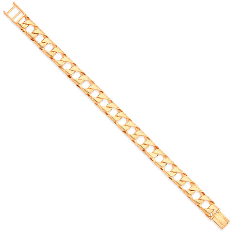 9ct Yellow Gold Casted Grain Edge Gents 8" Bracelet
