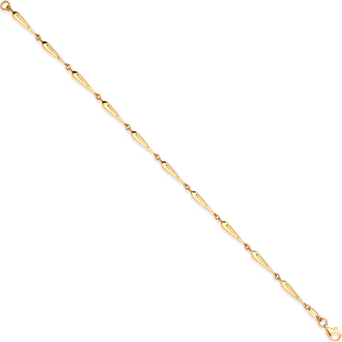 9ct Yellow Gold Elongated Teardrop Link 7" Ladies Bracelet