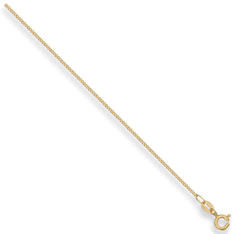 9ct Yellow Gold 1.1mm Traditional Classic Curb Chain