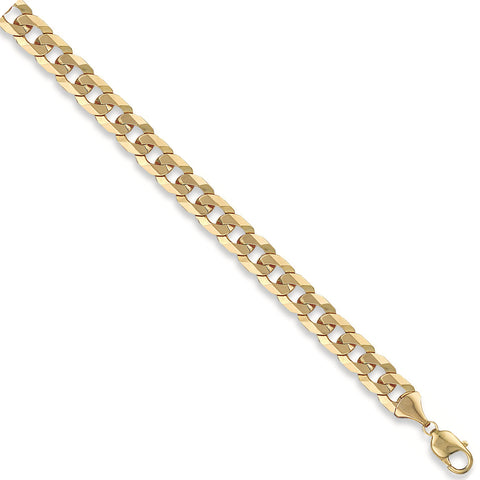 9ct Yellow Gold 9.8mm Flat Curb Chain