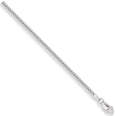 9ct White Gold 2mm Traditional Classic Curb Chain