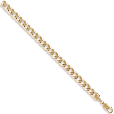 9ct Yellow Gold 7.4mm Flat Curb Chain