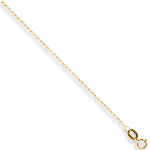 9ct Yellow Gold 0.8mm Traditional Classic Curb Chain